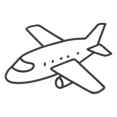 hand-drawn outlined airplane icon sticker