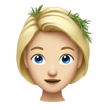 woman with blond Hair and Blue Eyes growing rosemary out of her head sticker