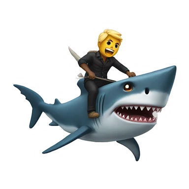 Demon riding a shark sticker