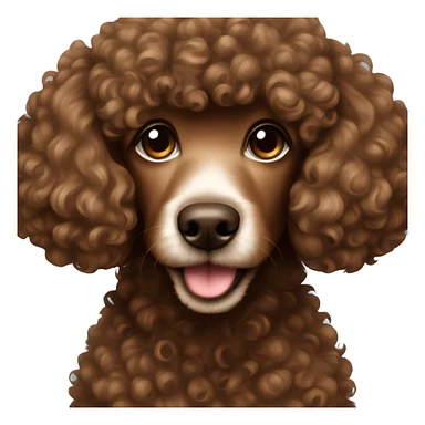 Brown poodle with a dark brown not curly hair girl sticker