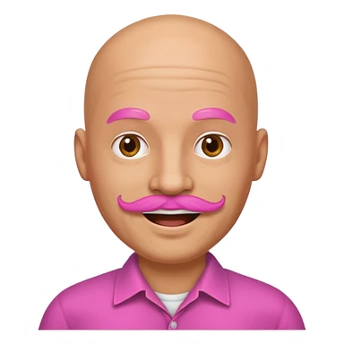 bald man with pink mustache sticker