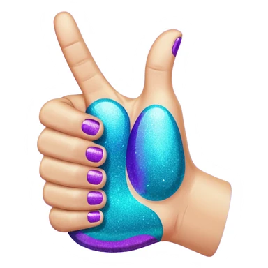 Glitter purple and cian hand thumbs up sticker