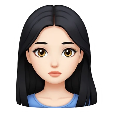 black long hair girl with soft makeup sticker