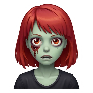 menina zumbi de franja e cabelo vermelho médio  sticker