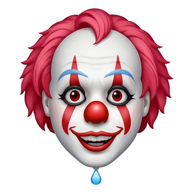 ["Clown with white face paint and red nose, single teardrop."] sticker
