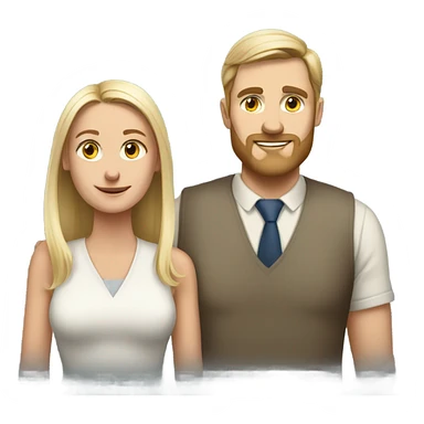 Norwegian couple tall guy short girl full length portrait  sticker