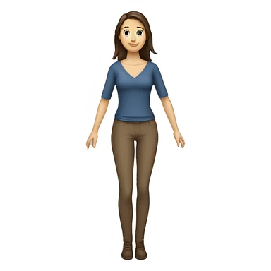 Caucasian brunette lady full body with skinny top half of body and large bottom half sticker