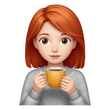 Garota branca ruiva com suéter e café na mão sticker