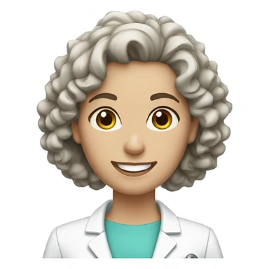 Dentist white woman curly brown hair  sticker