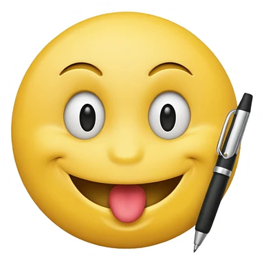A smiley with a pen in his mouth  sticker
