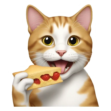 a cat eating a  sticker