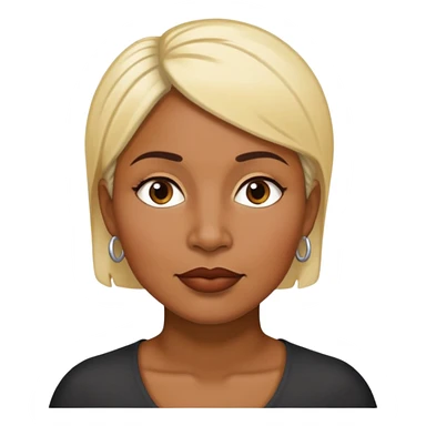 Brown skin 40 year old black woman short blond hair mole on chin to the right side sticker