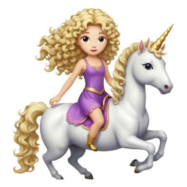 Blonde curly haired girl on unicorn sticker