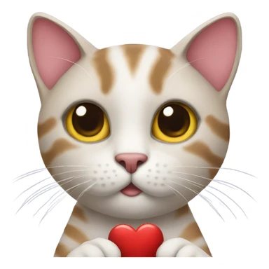 Cat holding heart sticker