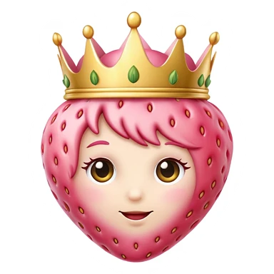 soft pink strawberry with cute face and crown sticker