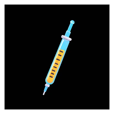 cheerful syringe with a small sparkle, representing the IVF trigger shot, soft and approachable emoji style sticker