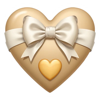 beige heart with white bow sticker