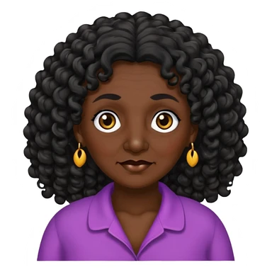 Dark skin grandma with 30 inch black long curly hair and black eye colors  sticker