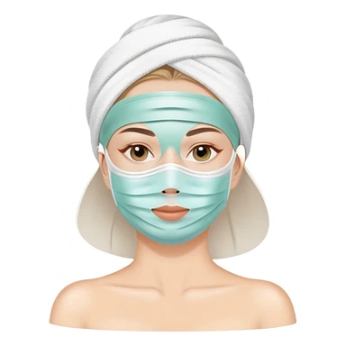 white Lady with face mask spa beauty full face relaxing sticker