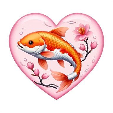 sakura heart with a koi fish sticker