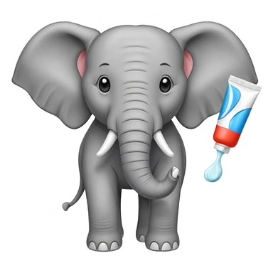 elephant with a tube of toothpaste sticker