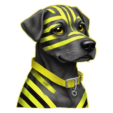 .Zombie_ Vaporwave black holographic oilslick zombie dog yellow caution tape graffiti yellow black stripes sticker