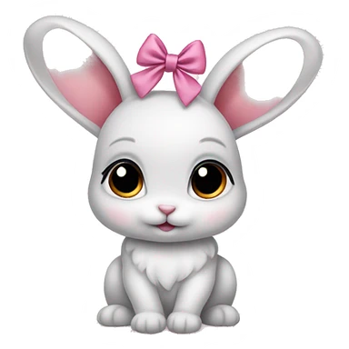 Baby bunny with coquette bow on ear sticker
