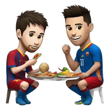 Messi and ronaldo eating a tajing  sticker
