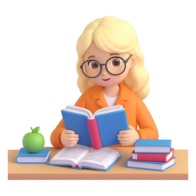 cute blonde girl reading books studying teen no scenery  sticker