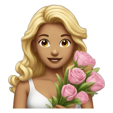 Beautiful girl with a bouquet sticker