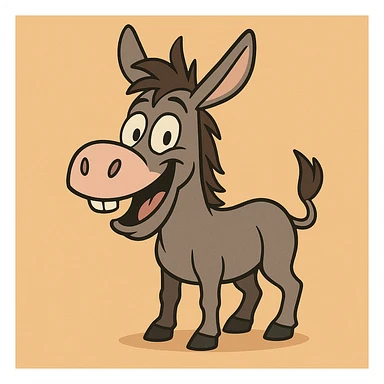 cartoon donkey with a playful expression, simple background sticker