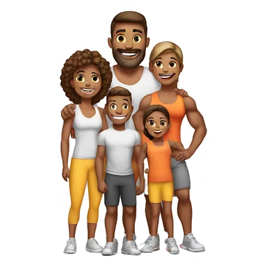 happy muscular family sticker
