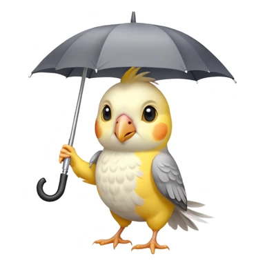 cockatiel bird holding an umbrella sticker