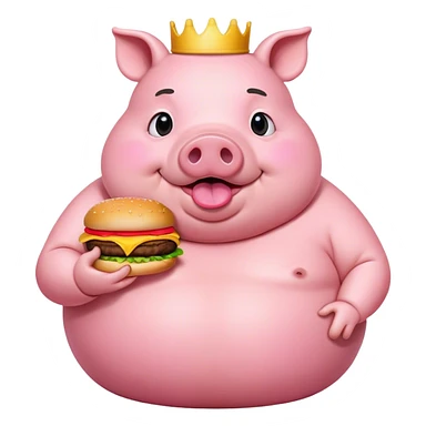 fat pig eating a big cheeseburger  sticker