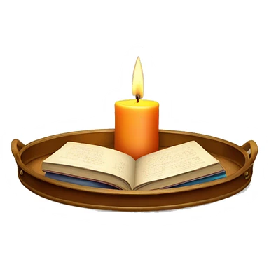 vintage tray with books and candle sticker