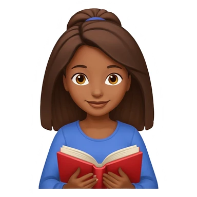 Pretty black girl with brown eyes and brown hair reading a romantic book sticker