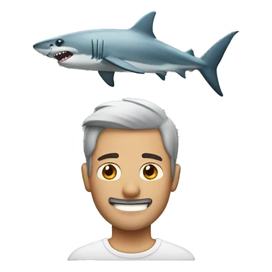 man with shark on head sticker