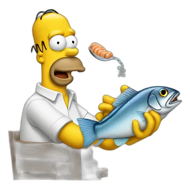 Homer simpsom eats a fish sticker