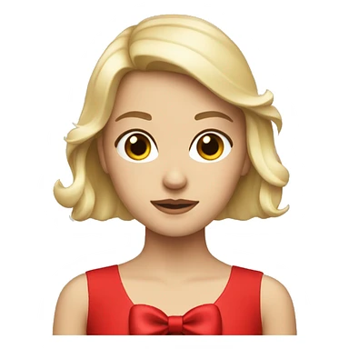 Brunette blonde bang girl with red bow sticker