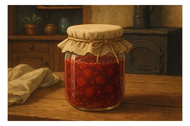 realistic jam jar, cozy, homemade sticker