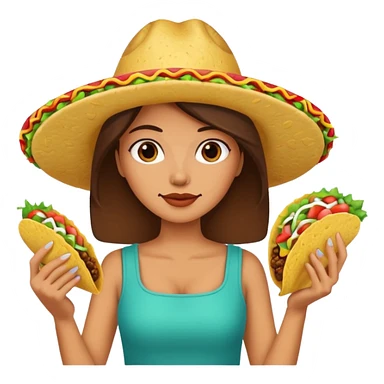 woman holding taco sticker