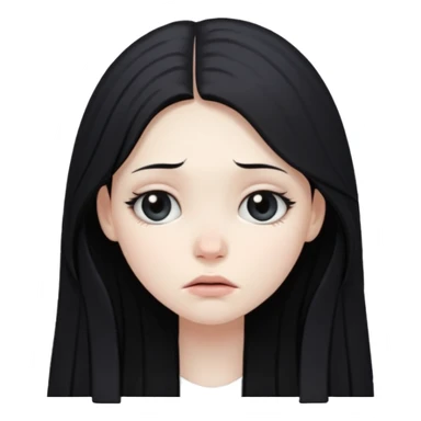 Pale girl with long black hair sad sticker