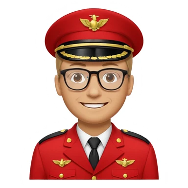 Smiling military man with glasses in red uniform sticker