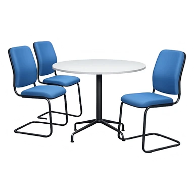 table and three office blue chairs sticker