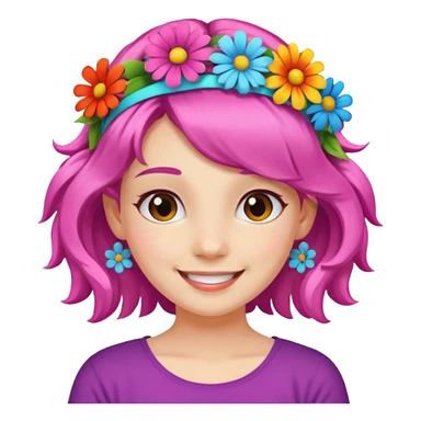 girl with flower hair band  sticker