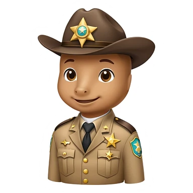 dolphin, in sheriff attire, with badge sticker