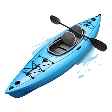 An icon showing a close-up of a sleek kayak with double-bladed paddles gliding through water. Splashes surround the boat as it cuts across a calm surface, symbolizing speed and focus. Transparent background emphasizes the dynamic and personal nature of kayak paddling. sticker