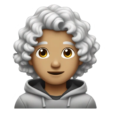 white boy with black wavy curls black eyes with grey hoodie  sticker