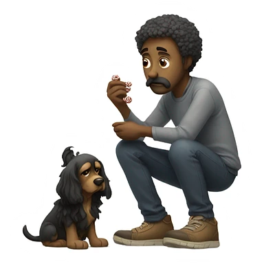 sad guy, eating licorice with his dog, homeless and very depressing sticker