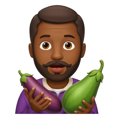Dominican man with a beard has eggplant in his mouth sticker